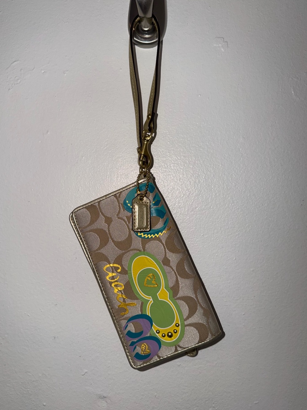 Coach Signature Graffiti Slim Envelope Wallet Wristlet Y2K